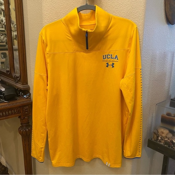 UNDER ARMOUR Men Yellow 1/4 Zip Long Sleeve Top Size Large - Picture 1 of 5